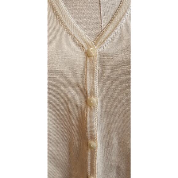 Pendleton Women Silk Long Sleeve Button Front Cardigan Sweater SZ L Petite Cream - Picture 2 of 5